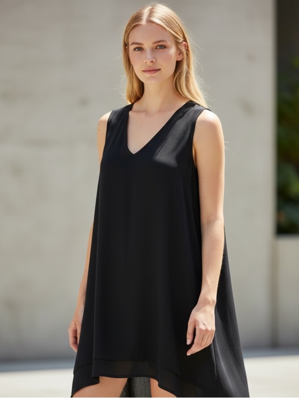 BCBGMaxAzria Black V-Neck Shift Dress